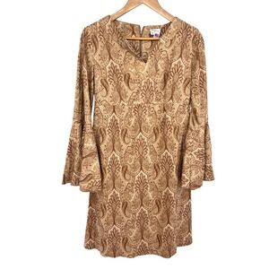 Vintage Maternity Dress Paisley Trumpet Sleeve Empire Waist Small 90s Y2K